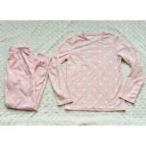 F&F Tesco Girls Pink Heart Jogger Pajamas Size Large